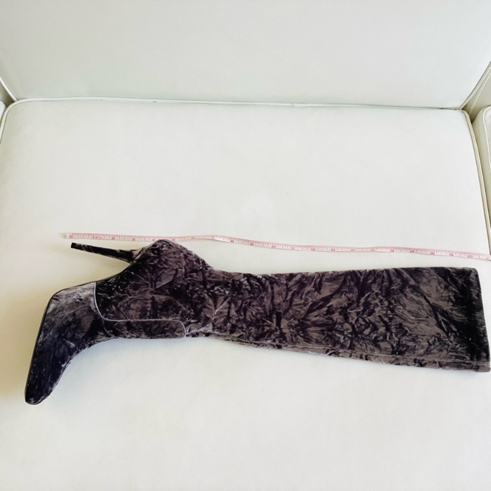 Saint Laurent Tall Velvet Stiletto Boot - Gray SZ 6.5/36.5 - Picture 8 of 11